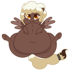 Size: 6667x6667 | Tagged: safe, artist:worstsousaphonehorse, oc, oc only, oc:sweeter mocha, pegasus, pony, absurd resolution, butt, fat, freckles, immobile, lying down, morbidly obese, obese, on back, plot, simple background, stuffed, transparent background, vector