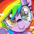 Size: 500x500 | Tagged: safe, artist:peachesandcreamated, oc, oc only, oc:rainbow screen, pony, animated, blinking, bust, error, female, gif, glasses, glitch, icon, looking at you, mare, multicolored hair, portrait, rainbow hair, smiling, solo