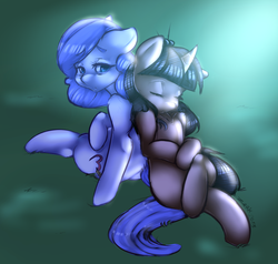 Size: 920x874 | Tagged: safe, artist:larkdraws, oc, oc only, earth pony, pony, unicorn, crossed legs, curved horn, female, horn, insomnia, mare, sitting, sleeping
