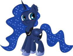 Size: 1918x1454 | Tagged: safe, artist:brok-enwings, princess luna, pony, g4, blushing, female, fluffy, simple background, solo, transparent background