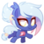 Size: 500x500 | Tagged: safe, artist:xnightmelody, oc, oc only, oc:moon sugar, bat pony, pony, butt, chibi, cute, ear fluff, eyeshadow, hair accessory, looking at you, makeup, plot, simple background, solo, transparent background, weapons-grade cute