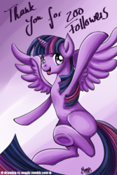 Size: 600x900 | Tagged: safe, artist:mana-kyusai, twilight sparkle, alicorn, pony, g4, female, flying, solo, twilight sparkle (alicorn), waving