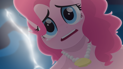 Size: 3840x2160 | Tagged: safe, artist:treblesketchofficial, pinkie pie, earth pony, pony, g4, crying, female, high res, lightning, solo