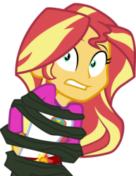 Size: 3000x3879 | Tagged: safe, artist:uponia, sunset shimmer, equestria girls, g4, legend of everfree, .svg available, bondage, clothes, female, high res, inkscape, shorts, simple background, solo, transparent background, vector, vine
