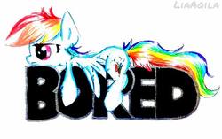 Size: 629x396 | Tagged: safe, artist:liaaqila, rainbow dash, pony, g4, bored, female, solo, traditional art