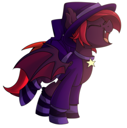 Size: 2010x2026 | Tagged: safe, artist:drawntildawn, oc, oc only, oc:love charm, bat pony, pony, clothes, eyes closed, high res, open mouth, simple background, socks, solo, striped socks, transparent background