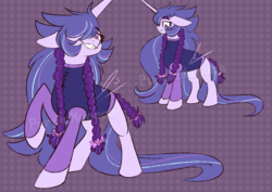 Size: 1200x850 | Tagged: safe, artist:violet-thepony, oc, oc only, pony, unicorn, braid, grin, smiling, solo