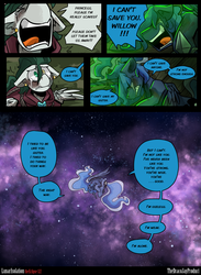 Size: 3000x4091 | Tagged: safe, artist:dracojayproduct, princess luna, oc, oc:willow, comic:lunar isolation, g4, comic, crying, curled up, gritted teeth, high res, yelling