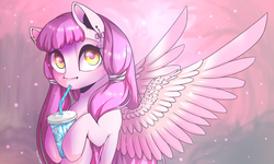Size: 5000x3000 | Tagged: safe, artist:marina-aka-mari, oc, oc only, pegasus, pony, cute, drink, drinking, drinking straw, high res, looking at you, solo, spread wings