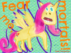 Size: 2048x1536 | Tagged: safe, artist:super trampoline, oc, oc only, pegasus, pony, $1 commission, 1000 hours in ms paint, abstract background, ms paint, pink mane, pink tail, solo, text
