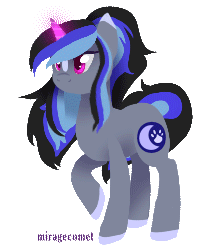 Size: 220x250 | Tagged: safe, artist:miragecomet, oc, oc only, pony, animated, gif, glowing horn, horn, simple background, solo, transparent background
