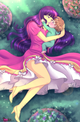 Size: 1080x1650 | Tagged: safe, artist:sugarnhoney, twilight sparkle, oc, oc:ben parker sparkle, human, g4, clothes, crossover, dress, duo, high heels, humanized, legs, offspring, parent:peter parker, parent:twilight sparkle, parents:spidertwi, shoes, skirt, skirt lift, spiders and magic: rise of spider-mane