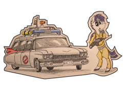Size: 5184x3456 | Tagged: safe, artist:bumskuchen, oc, oc only, oc:aloe, pony, zebra, absurd resolution, clothes, ghostbusters, request, simple background, solo, traditional art, transparent background, vehicle