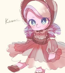 Size: 720x800 | Tagged: safe, artist:weiliy, diamond tiara, pony, a hearth's warming tail, g4, bonnet, clothes, cute, diamondbetes, dress, female, filly, gratuitous japanese, solo, victorian