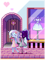Size: 600x798 | Tagged: safe, artist:weiliy, starlight glimmer, trixie, equestria girls, g4, clothes, dress, girly, heart, japanese, pixel art
