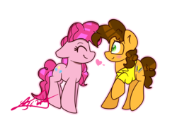 Size: 3000x2000 | Tagged: safe, artist:lynchristina, cheese sandwich, pinkie pie, g4, blushing, floppy ears, heart, high res, love, male, ship:cheesepie, shipping, straight