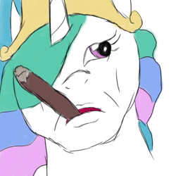 Size: 1000x1000 | Tagged: artist needed, safe, princess celestia, g4, cigar, dr. strangelove, female, looking up, parody, solo