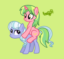Size: 1176x1072 | Tagged: safe, artist:pame343, lemon zest, sugarcoat, equestria girls, g4, equestria girls ponified, lemon zest riding sugarcoat, ponies riding ponies, ponified, riding, simple background