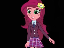 Size: 1024x768 | Tagged: safe, artist:gloriosa-everfree, gloriosa daisy, equestria girls, g4, black background, classy, clothes, crystal prep academy uniform, female, flowey, school uniform, simple background, solo, undertale