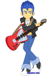 Size: 1600x2263 | Tagged: safe, artist:jucamovi1992, flash sentry, equestria girls, g4, my little pony equestria girls: rainbow rocks, angry, guitar, male, rock (music), rocker, simple background, solo, transparent background, vector, watermark