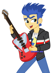 Size: 1600x2263 | Tagged: safe, artist:jucamovi1992, flash sentry, equestria girls, g4, guitar, male, rock (music), rocker, simple background, solo, transparent background, vector