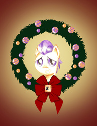 Size: 1280x1656 | Tagged: safe, artist:flutterluv, tender taps, pony, g4, christmas, christmas wreath, grin, male, smiling, solo