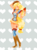 Size: 1024x1395 | Tagged: safe, artist:lyhanna097, applejack, human, g4, bell, bell collar, boots, cat bell, clothes, collar, cupcake, eared humanization, female, food, grin, heart, humanized, maid, pony coloring, smiling, socks, solo, tailed humanization, tray, watermark