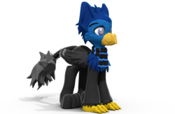 Size: 1485x971 | Tagged: safe, artist:pouncer, oc, oc only, oc:techie screenglow, griffon, 3d, clothes, scarf, solo