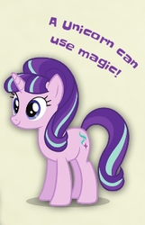 Size: 221x344 | Tagged: safe, starlight glimmer, pony, unicorn, g4, tails of equestria, captain obvious, cropped, female, mare, simple background, smiling, solo, truth, white background, yellow background