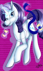 Size: 780x1280 | Tagged: safe, artist:elainenuri, rarity, pony, g4, blushing, cute, cutie mark, female, magic, one eye closed, smiling, solo, wink