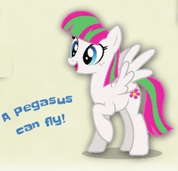 Size: 280x270 | Tagged: safe, blossomforth, pegasus, pony, g4, my little pony: tails of equestria, captain obvious, female, simple background, solo, white background