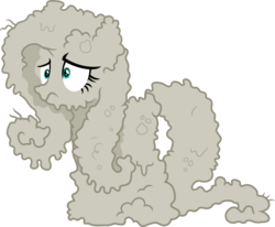 Size: 6000x4948 | Tagged: safe, artist:slb94, fluttershy, pony, g4, the saddle row review, absurd resolution, dust, female, flutterdust, frown, simple background, solo, transparent background, vector, wide eyes