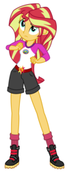 Size: 1500x3809 | Tagged: safe, artist:sketchmcreations, sunset shimmer, equestria girls, g4, my little pony equestria girls: legend of everfree, boots, clothes, confused, female, legs, shorts, simple background, solo, transparent background, vector