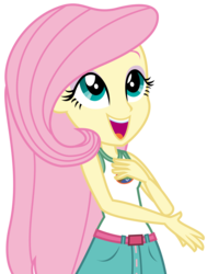 Size: 2447x3238 | Tagged: safe, artist:sketchmcreations, fluttershy, equestria girls, g4, my little pony equestria girls: legend of everfree, clothes, cute, female, happy, high res, looking up, open mouth, shyabetes, simple background, sleeveless, solo, tank top, transparent background, vector