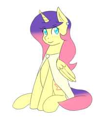 Size: 2500x3121 | Tagged: safe, artist:wolfy-pony, oc, oc only, oc:solaria, alicorn, pony, 2017 community collab, derpibooru community collaboration, alicorn oc, blushing, clothes, high res, simple background, smiling, solo, transparent background