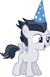 Size: 8979x13847 | Tagged: safe, artist:cyanlightning, rumble, pegasus, pony, g4, the one where pinkie pie knows, .svg available, absurd resolution, colt, cute, foal, hat, male, open mouth, party hat, simple background, solo, transparent background, vector