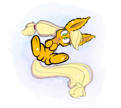 Size: 2250x2000 | Tagged: safe, artist:heir-of-rick, applejack, earth pony, pony, g4, :3, cute, ear fluff, female, high res, impossibly large ears, jackabetes, looking at you, on back, silly, silly pony, snow, snowfall, solo, tongue out, underhoof, who's a silly pony