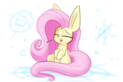 Size: 3000x2000 | Tagged: safe, artist:heir-of-rick, fluttershy, pony, g4, cute, eyes closed, female, high res, impossibly large ears, open mouth, shyabetes, sitting, snow, snowfall, snowflake, solo, yawn