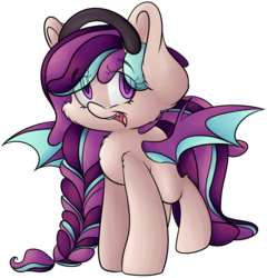 Size: 4645x4834 | Tagged: safe, artist:cutepencilcase, oc, oc only, oc:sombre sonata, bat pony, pony, absurd resolution, braid, earmuffs, simple background, solo, transparent background