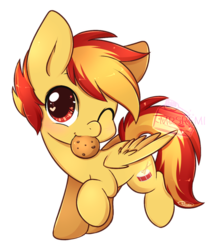 Size: 1050x1180 | Tagged: safe, artist:mrsremi, oc, oc only, oc:gerhard, pony, cookie, food, heart eyes, one eye closed, simple background, solo, transparent background, wingding eyes, wink
