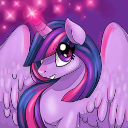 Size: 600x600 | Tagged: safe, artist:commander booty call, twilight sparkle, alicorn, pony, g4, cute, female, glowing horn, horn, magic, solo, spread wings, twiabetes, twilight sparkle (alicorn)