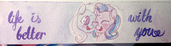 Size: 1830x500 | Tagged: safe, artist:whale, starlight glimmer, trixie, pony, unicorn, g4, crying, female, lesbian, mare, ship:startrix, shipping, tears of joy, traditional art, watercolor painting