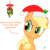 Size: 2117x2117 | Tagged: safe, artist:arifproject, part of a set, applejack, earth pony, pony, g4, arif's mistletoe pone, dialogue, female, hat, high res, mistletoe, ribbon, santa hat, simple background, solo, transparent background, vector