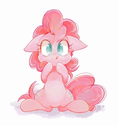 Size: 750x794 | Tagged: safe, artist:sibashen, pinkie pie, pony, g4, colored pupils, cute, diapinkes, female, floppy ears, ponk, smiling, solo, tongue out