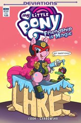 Size: 791x1200 | Tagged: safe, artist:katie cook, idw, gummy, pinkie pie, g4, spoiler:comic, spoiler:comicdeviations, cake, cover, food, frosting, frosting gun, idw deviations, judge dredd
