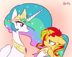 Size: 1640x1316 | Tagged: safe, artist:akainu_pony, princess celestia, sunset shimmer, alicorn, pony, unicorn, g4, begging, comforting, crying, cute, cutelestia, duo, female, floppy ears, forgiveness, heartwarming in hindsight, looking at each other, mare, momlestia fuel, shimmerbetes, smiling, the prodigal sunset