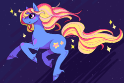 Size: 591x395 | Tagged: safe, artist:denkis, oc, oc only, oc:star gleamer, earth pony, pony, solo, sparkles