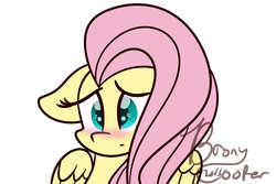 Size: 3000x2000 | Tagged: safe, artist:lynchristina, fluttershy, g4, blushing, cute, female, floppy ears, high res, shyabetes, solo, watermark