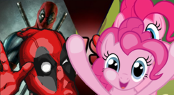 Size: 702x384 | Tagged: safe, pinkie pie, g4, deadpool, death battle, fourth wall pose, screwattack.com