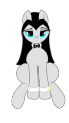 Size: 1080x1920 | Tagged: safe, artist:thepianistmare, oc, oc only, oc:klavinova, earth pony, pony, flat colors, simple background, sitting, smirk, solo, transparent background
